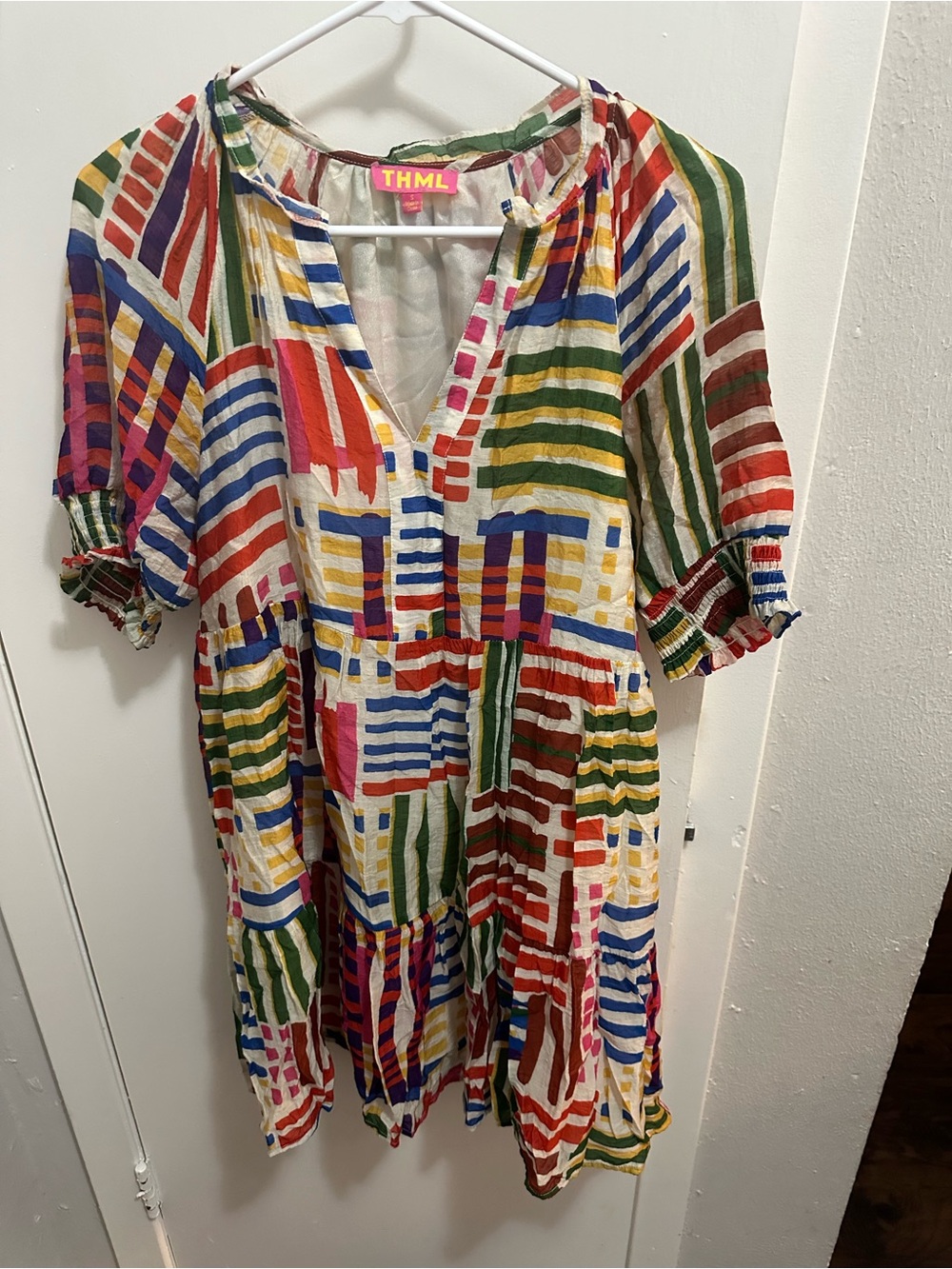 THML Multicolor Geometric Babydoll Dress - Bright Print